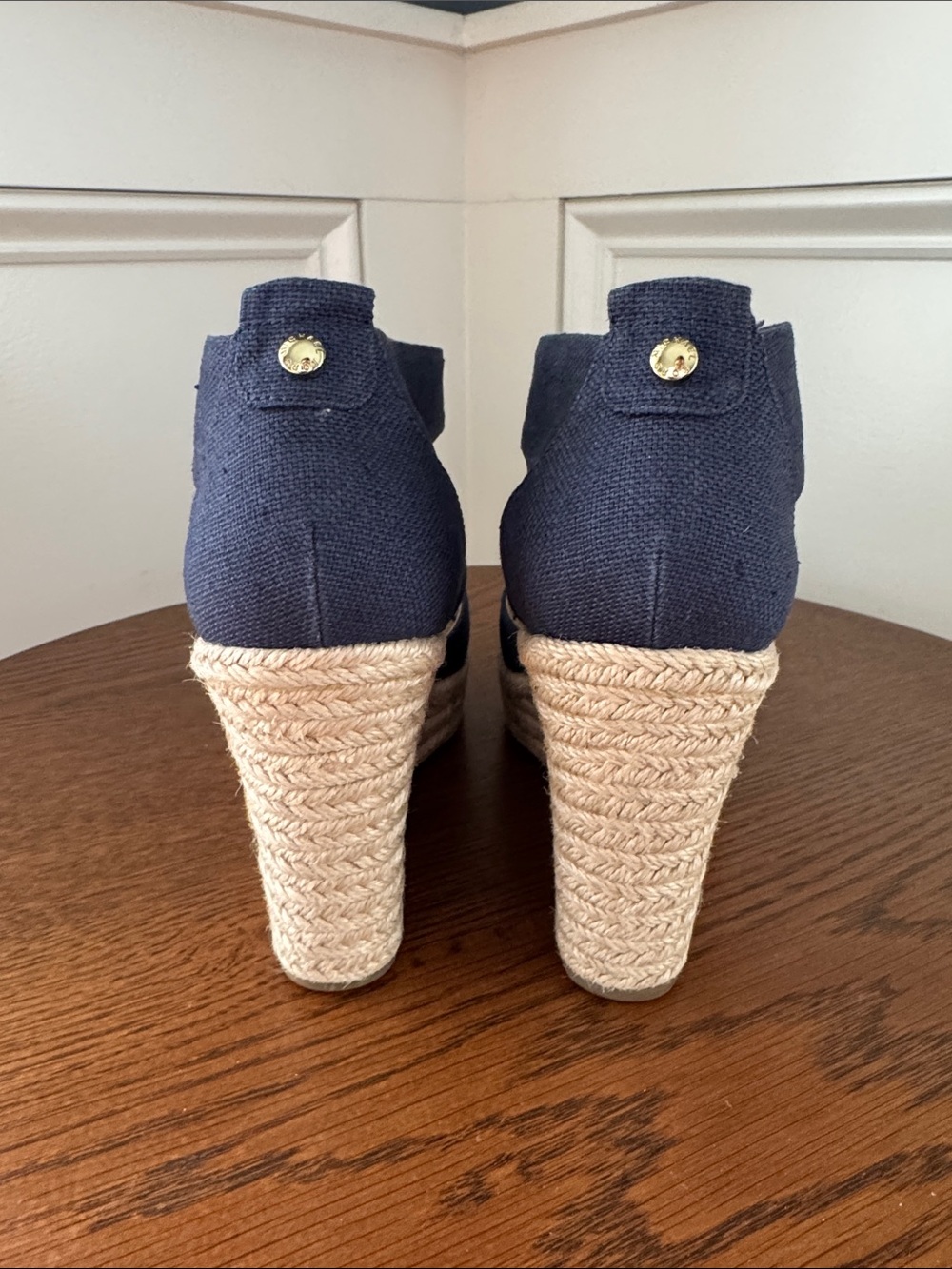 MICHAEL Michael Kors Navy Espadrille Wedge Sandals - Picture 3 of 6